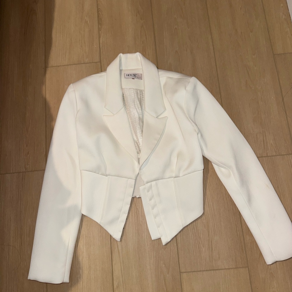 White cropped Blazer by House of CB